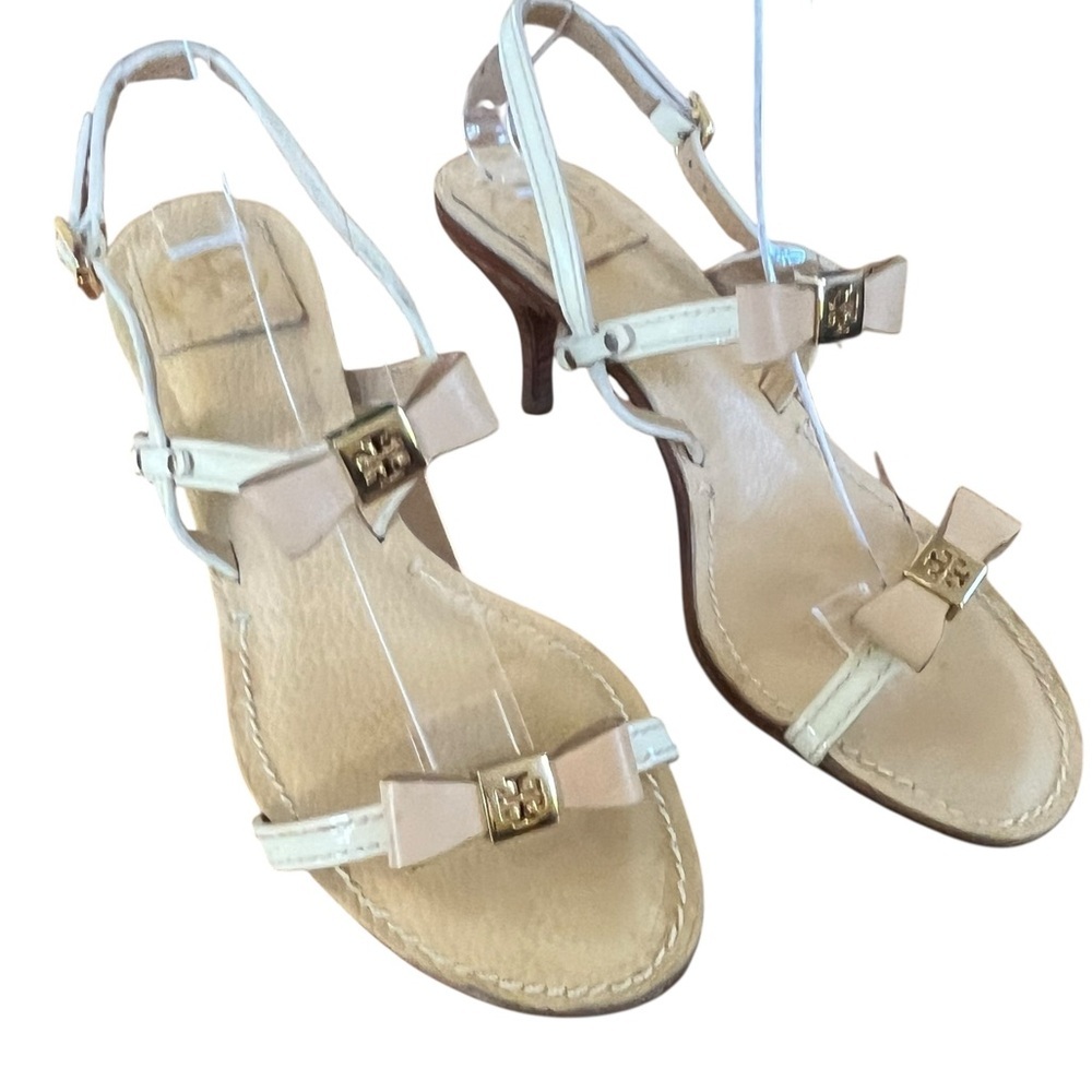 Tory Burch Tan Strappy Heels with Bow - Picture 2 of 12